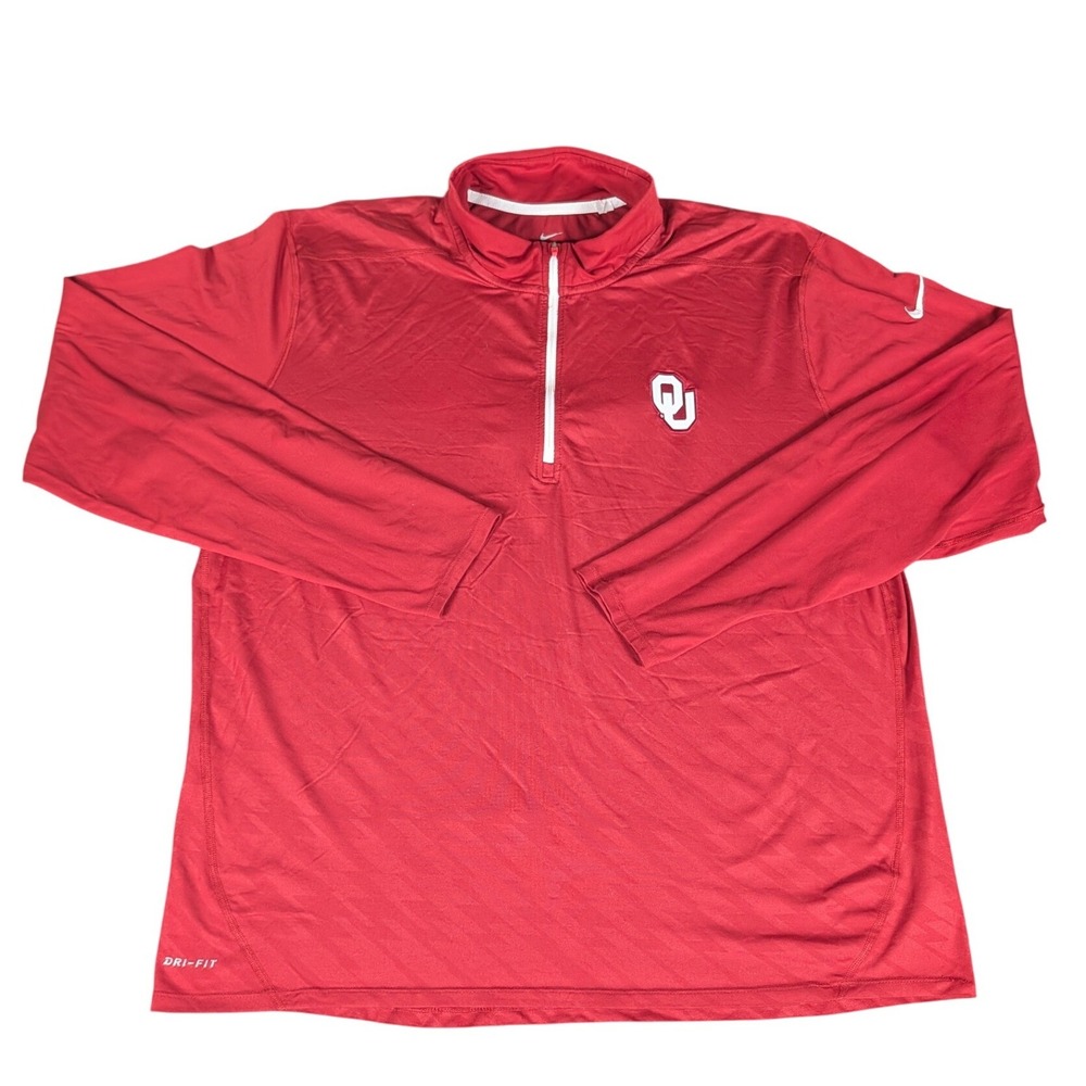 Nike Oklahoma Sooners Dri-FIT Quarter Zip Pullover Crimson Red Mens XXL